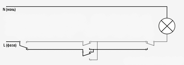 Схема подключения выключателей